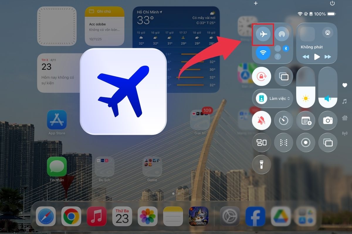 Cách khắc phục iPad không nhận sim - Bật tắt chế độ máy bay