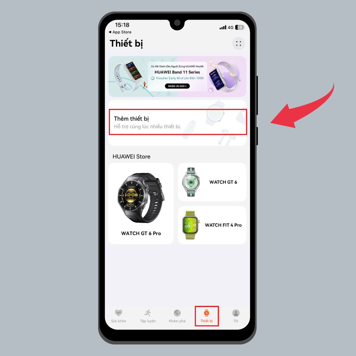 Kết nối Huawei Band 11 với điện thoại iOS - Bước 3 thêm thiết bị