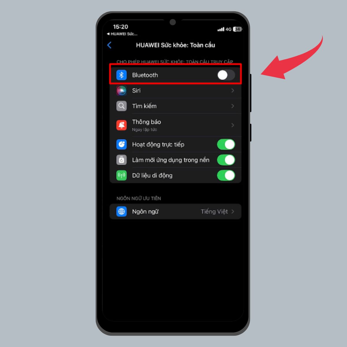 Kết nối Huawei Band 11 với điện thoại iOS - Bước 3 bật Bluetooth và tìm thiết bị
