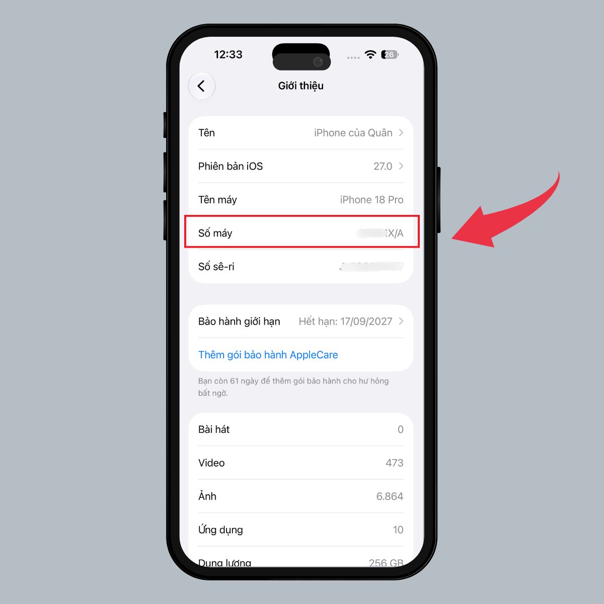 Cách kiểm tra mã iPhone 18 Pro Series - Bước 2