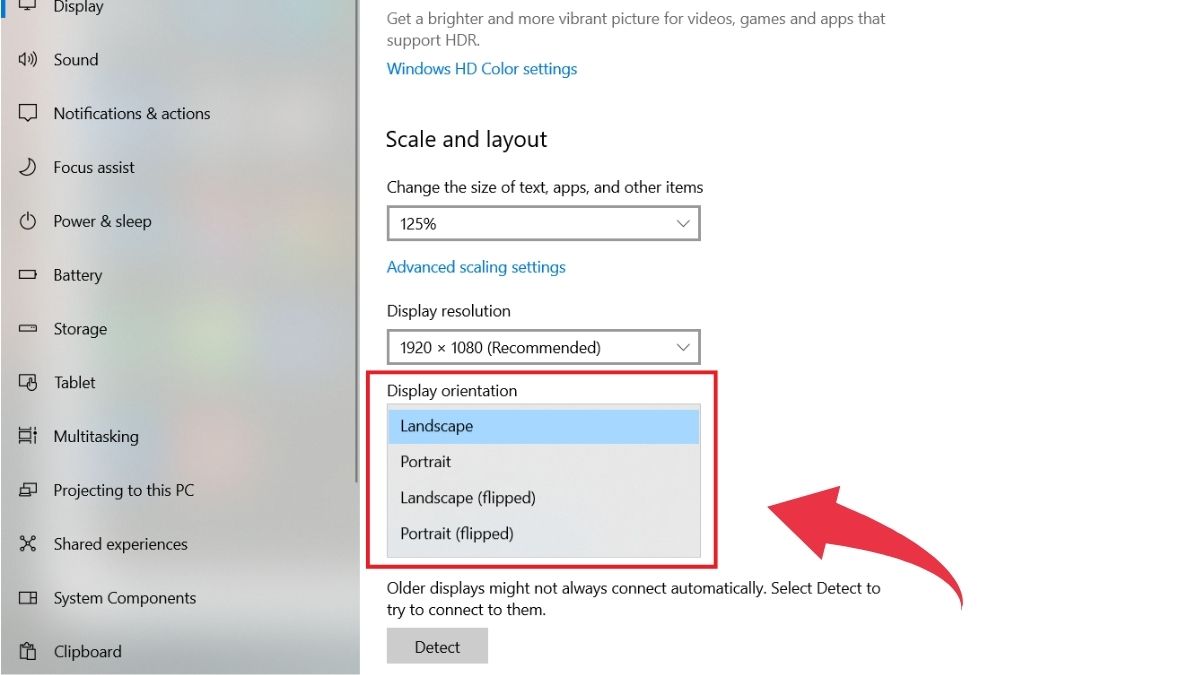 Xử lý lỗi màn hình máy tính bị xoay ngang bằng cài đặt hiển thị Windows