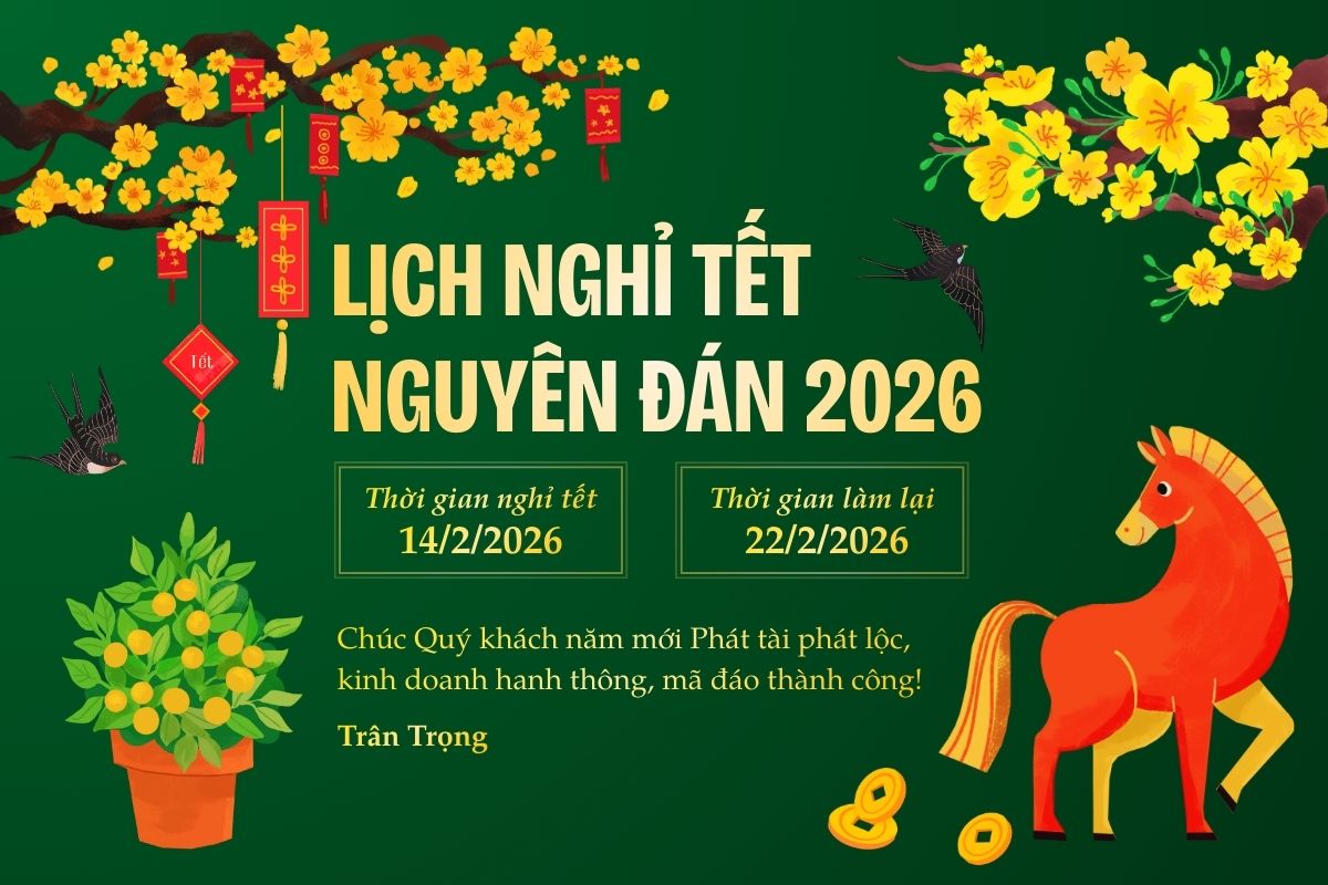 Thông tin trên mẫu banner thông báo nghỉ Tết 