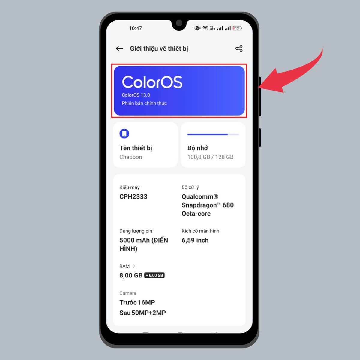 Cách cập nhật phiên bản ColorOS - bước 1