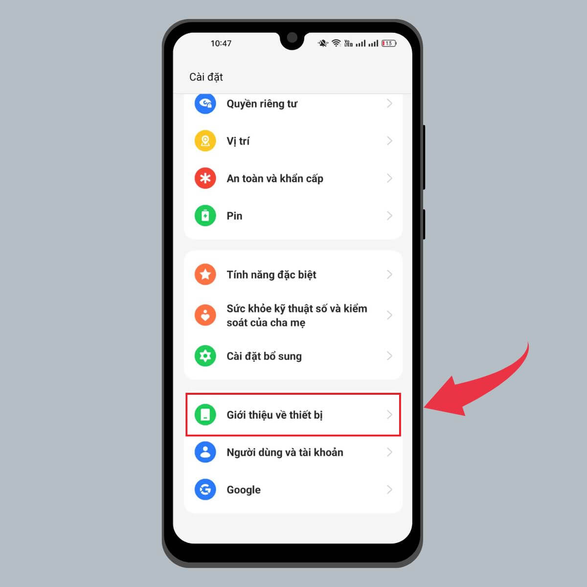 Cách kiểm tra phiên bản ColorOS đang dùng - bước 1