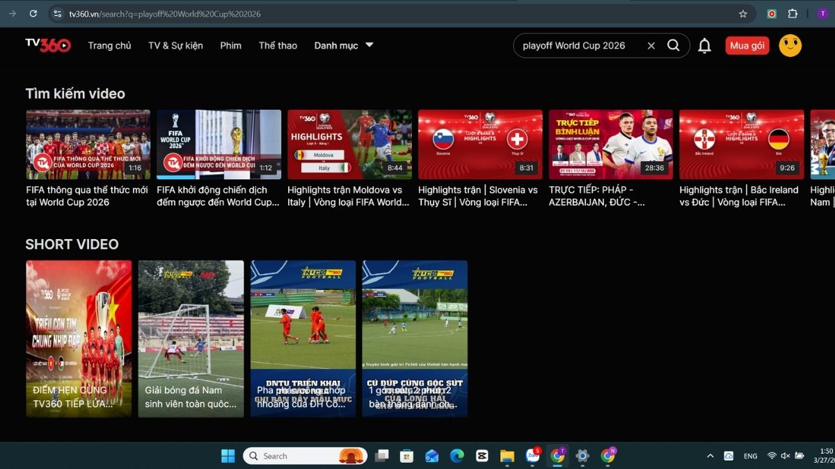 Cách xem Playoff World Cup 2026 trên TV360 -  Bước 3