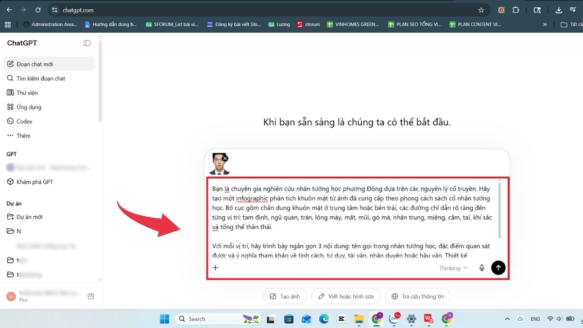 Cách sử dụng prompt để xem nhân tướng học trên ChatGPT - Bước 2