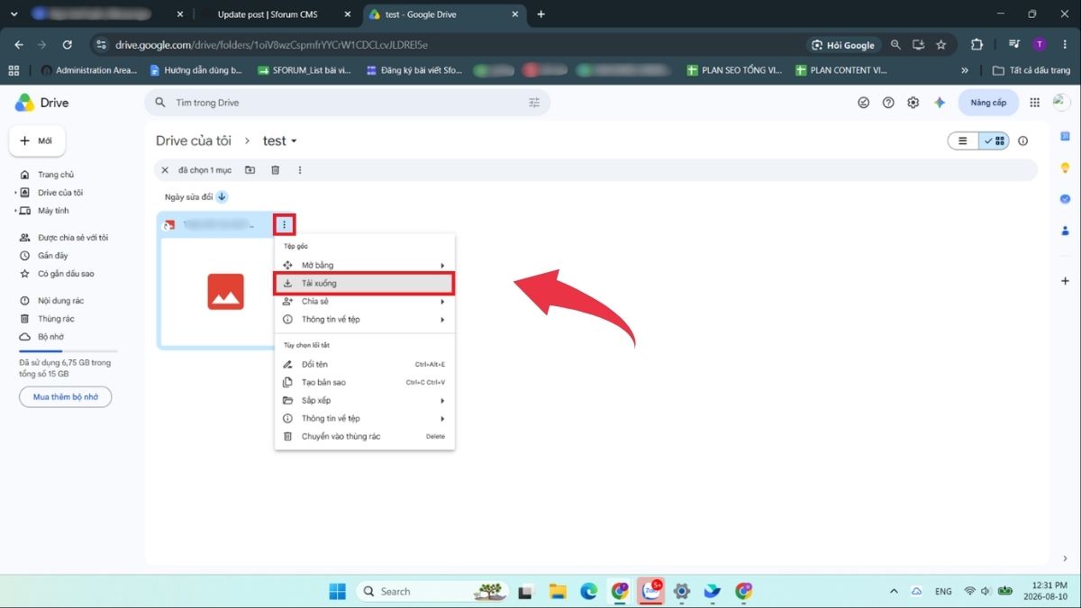 Tải file quá lớn trên Google Drive khi không có bản xem trước bằng lối tắt - Bước 4