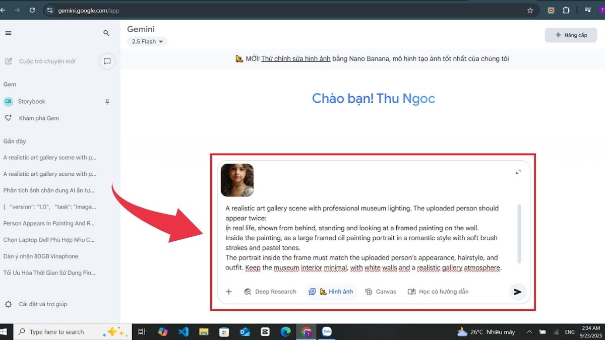 Các sử dụng prompt tạo ảnh bảo tàng bằng AI - bước 2