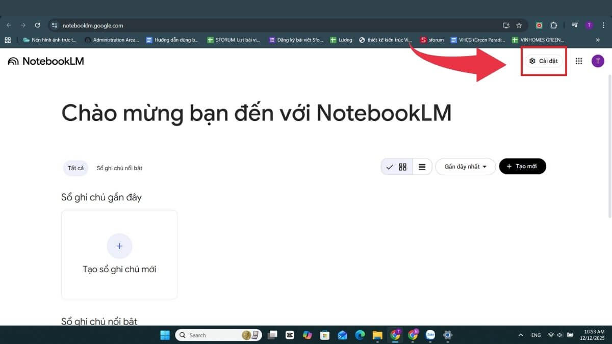 Cách tùy chỉnh tiếng Việt trên NotebookLM - Bước 1