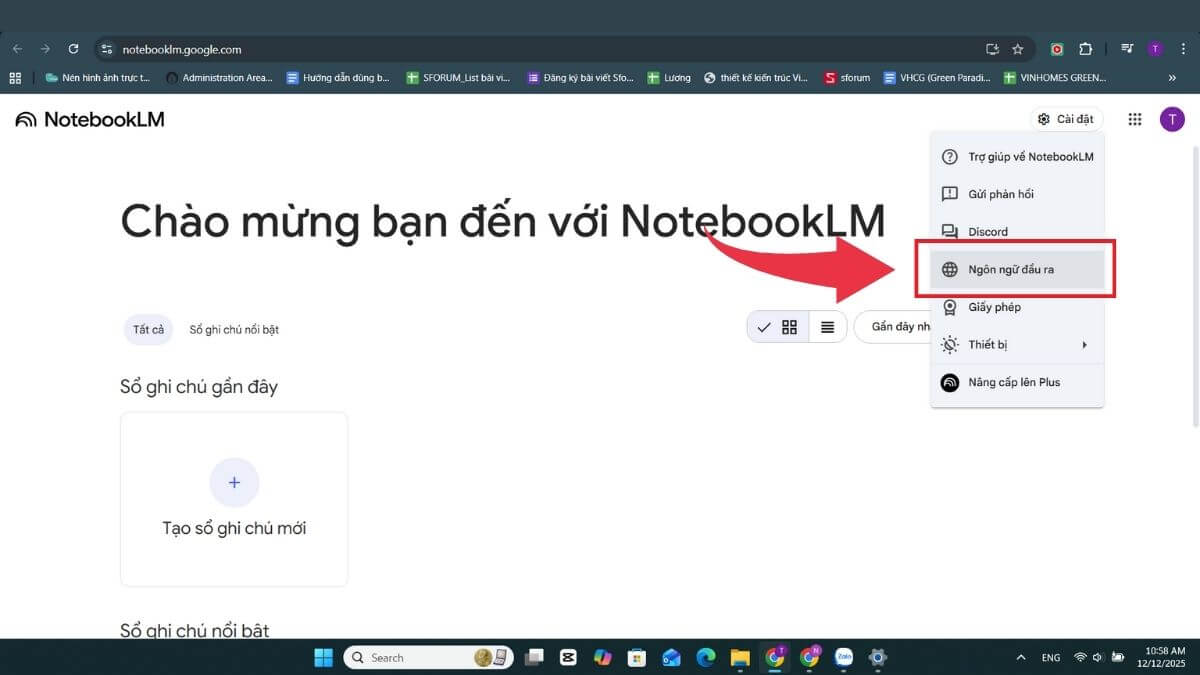 Cách tùy chỉnh tiếng Việt trên NotebookLM - Bước 2