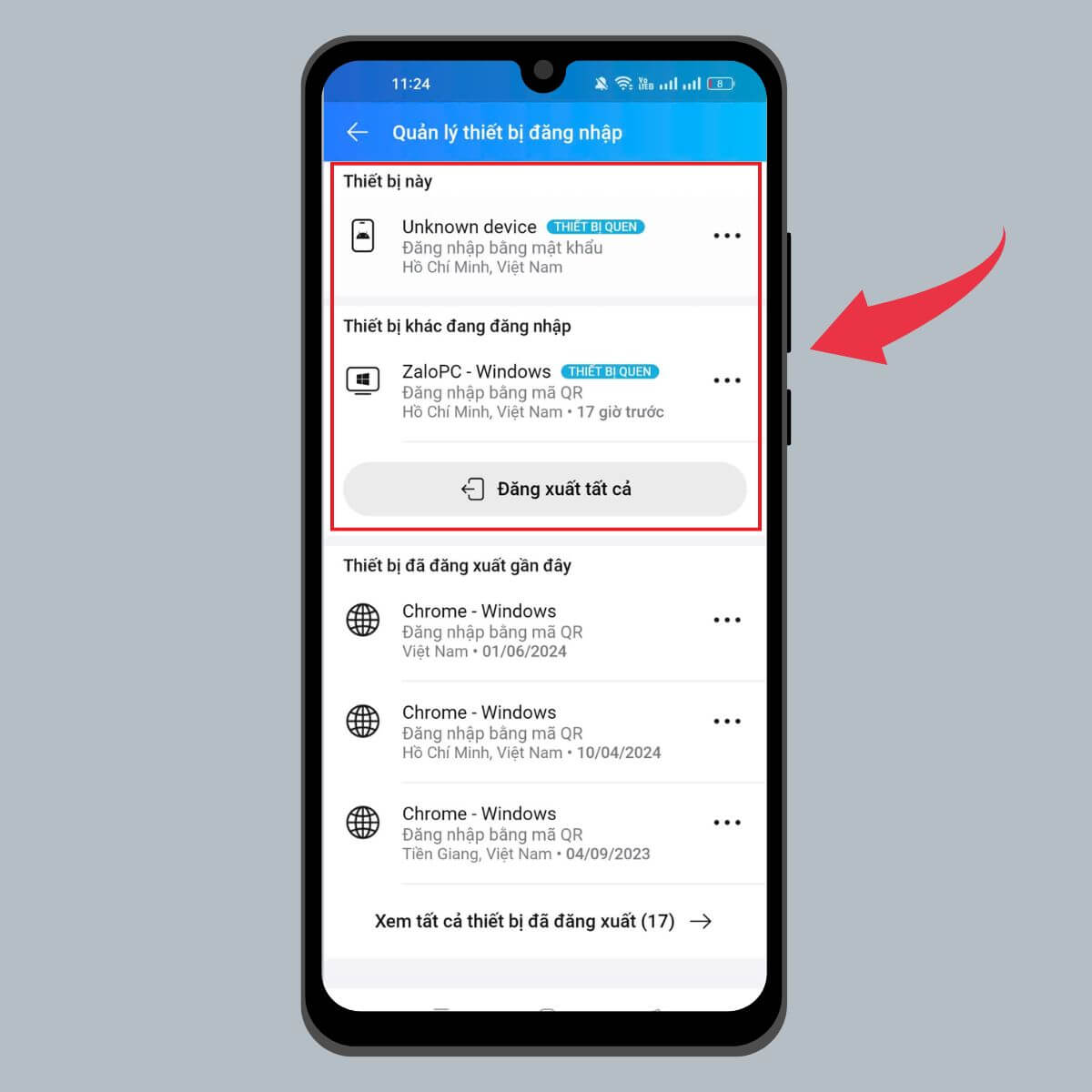 Cách xem lịch sử đăng nhập Zalo - bước 4