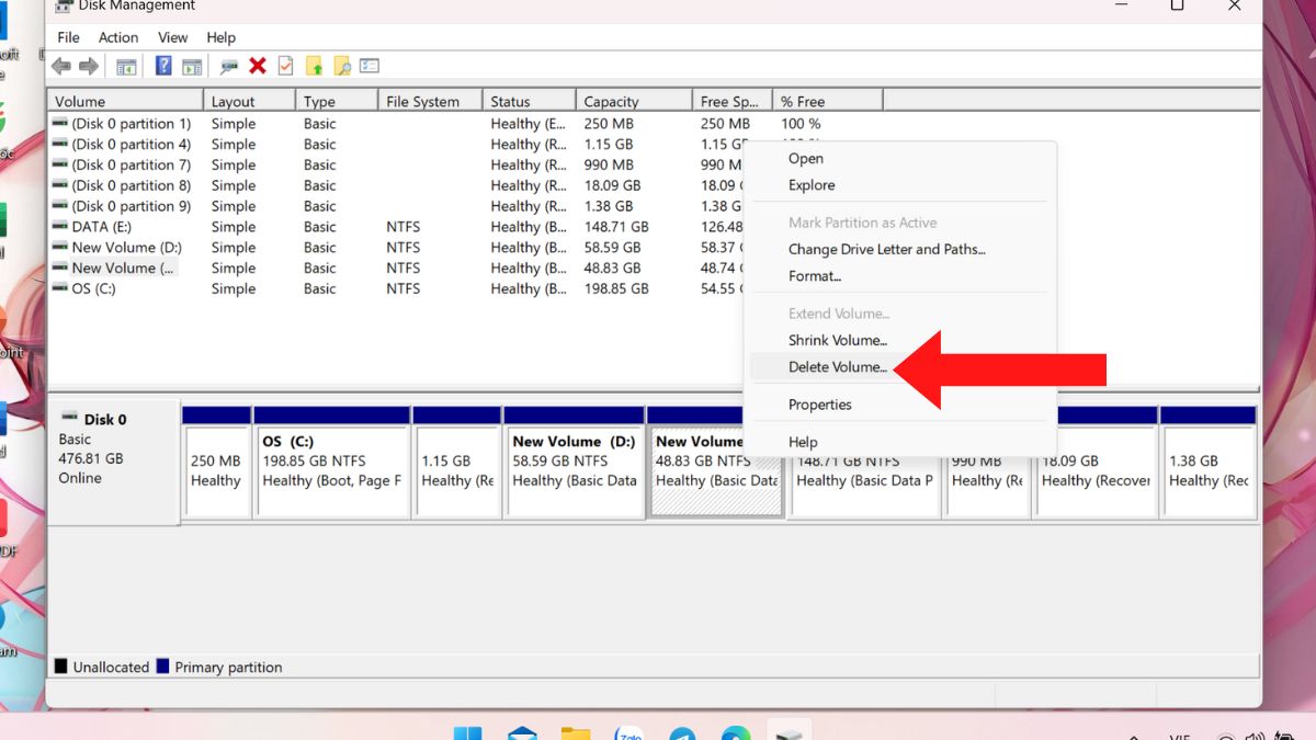Cách gộp ổ cứng Win 11-bước 2