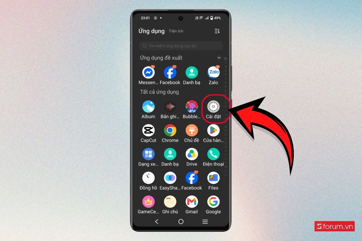 Tắt tính năng tự động sửa và dự đoán từ Android bước 1