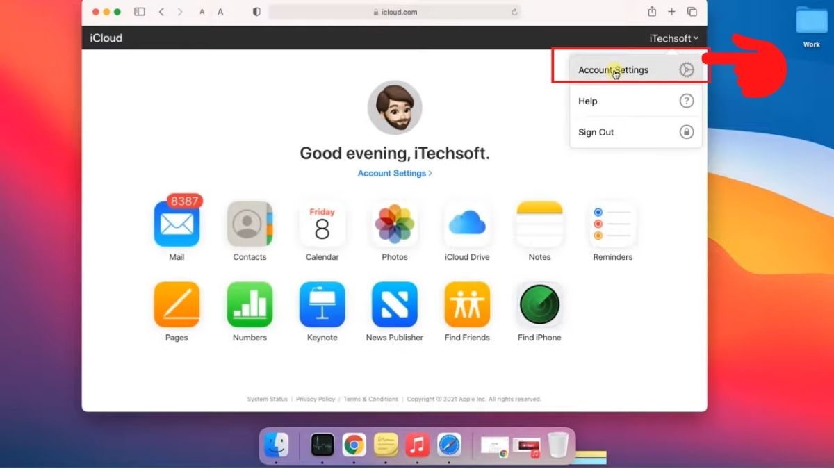 Hướng dẫn cách đăng xuất qua trang iCloud.com - bước 2