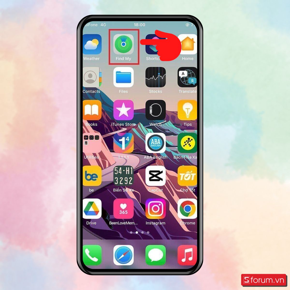 Hướng dẫn cách đăng xuất qua ứng dụng Find My trên iPhone - bước 1
