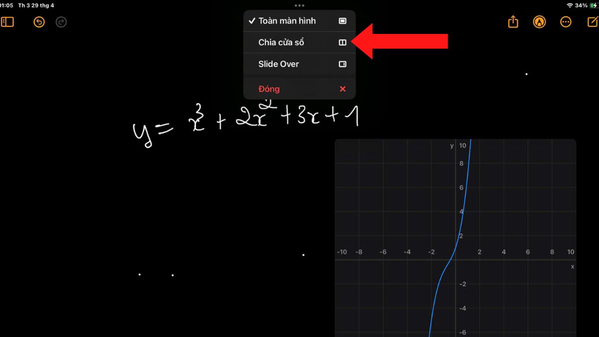 Giải biểu thức dễ dàng hơn bao giờ hết với ghi chú toán học trên iPad Air M3-12