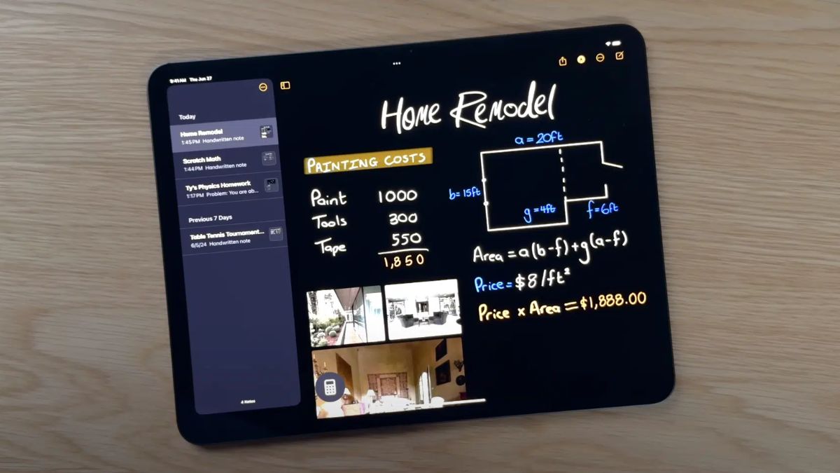 Giải biểu thức dễ dàng hơn bao giờ hết với ghi chú toán học trên iPad Air M3-4
