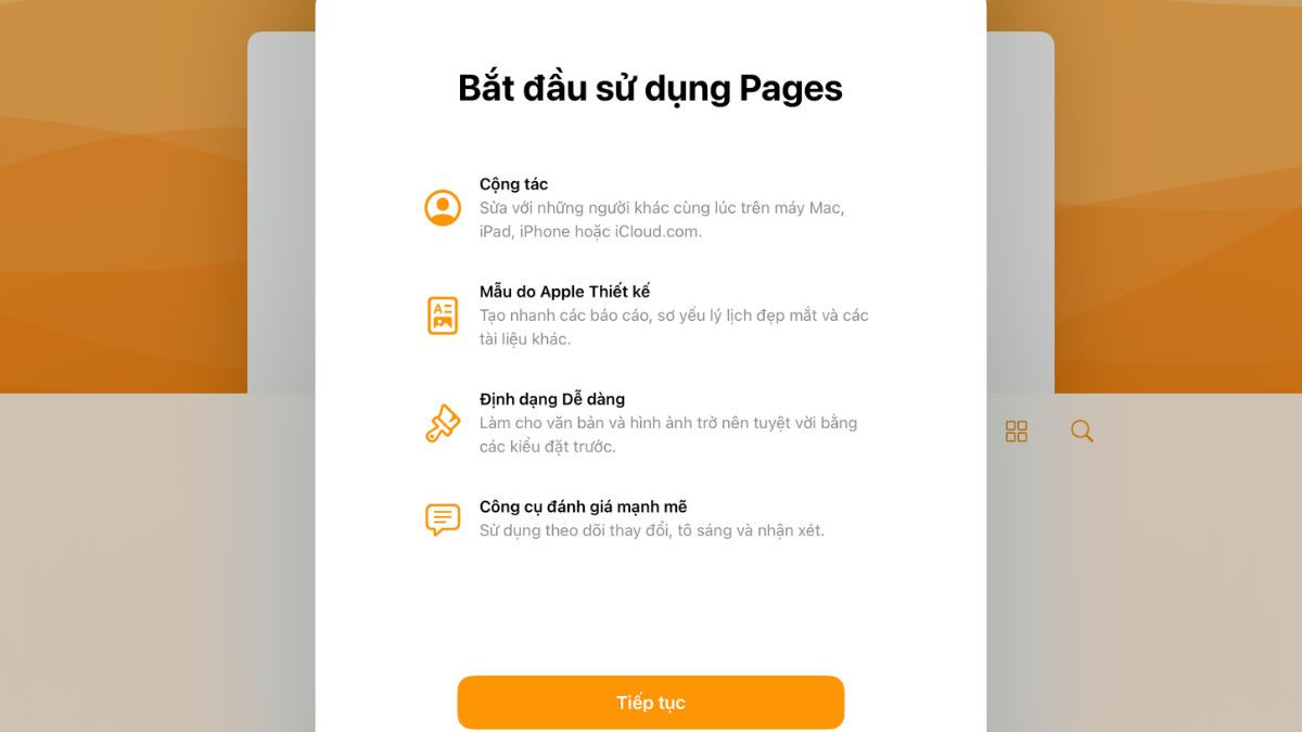 Mở ứng dụng Pages