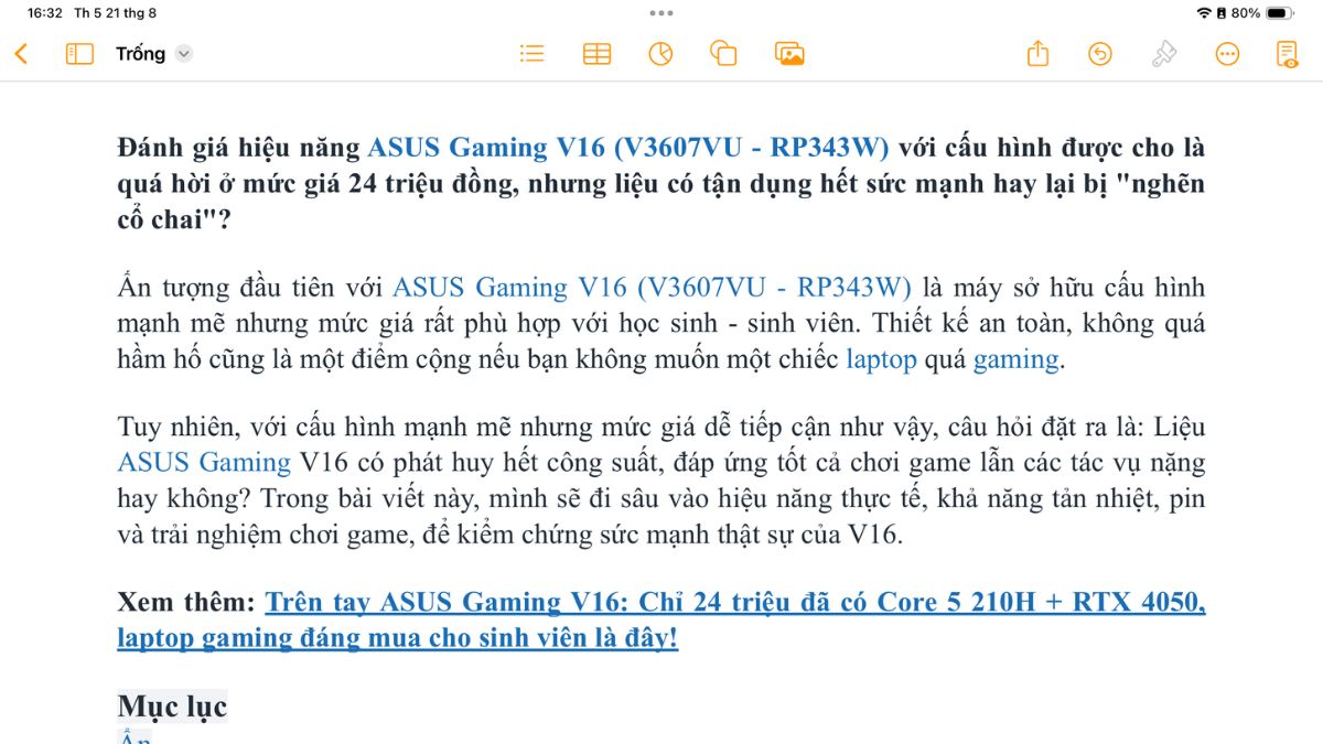 Bạn nhập nội dung trực tiếp vào trang
