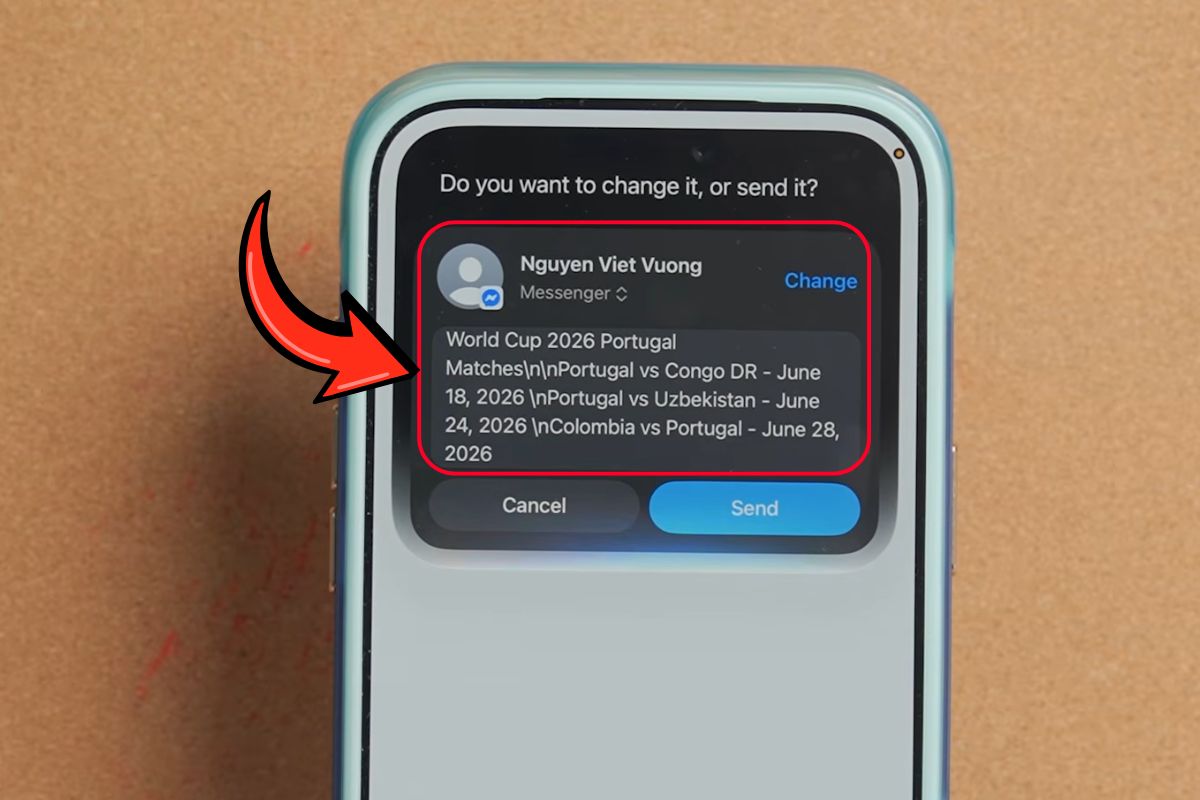 Siri chia sẻ ghi chú qua Tin nhắn hoặc Messenger bước 2