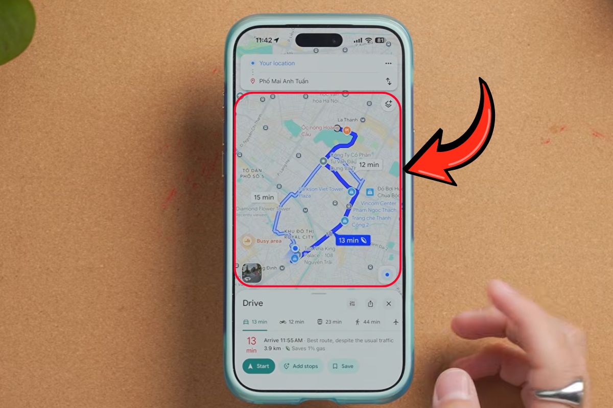 Siri mở Google Maps và tìm đường bước 2