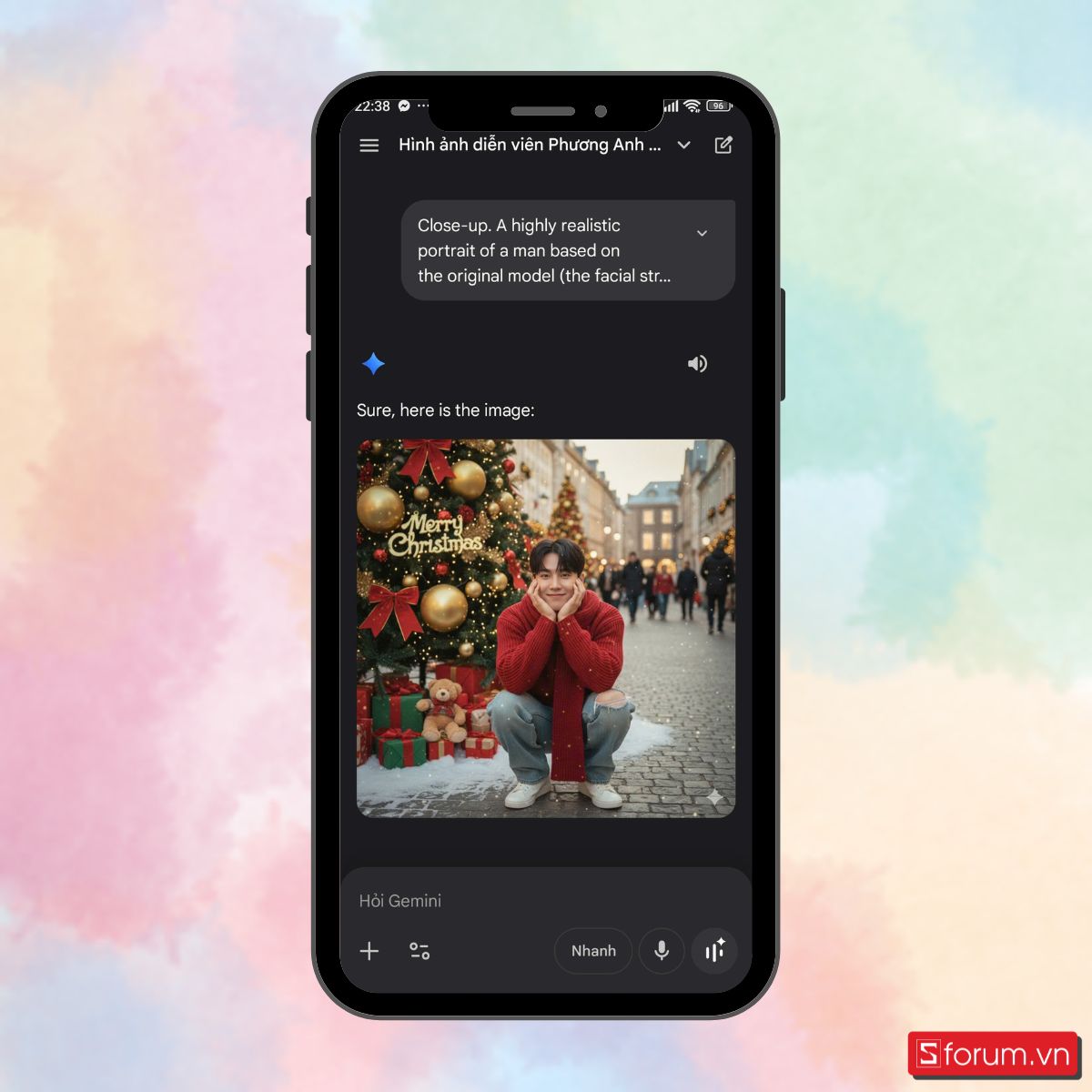 tạo ảnh AI chân dung giáng sinh-Tạo ảnh người đàn ông ngồi bên cây thông