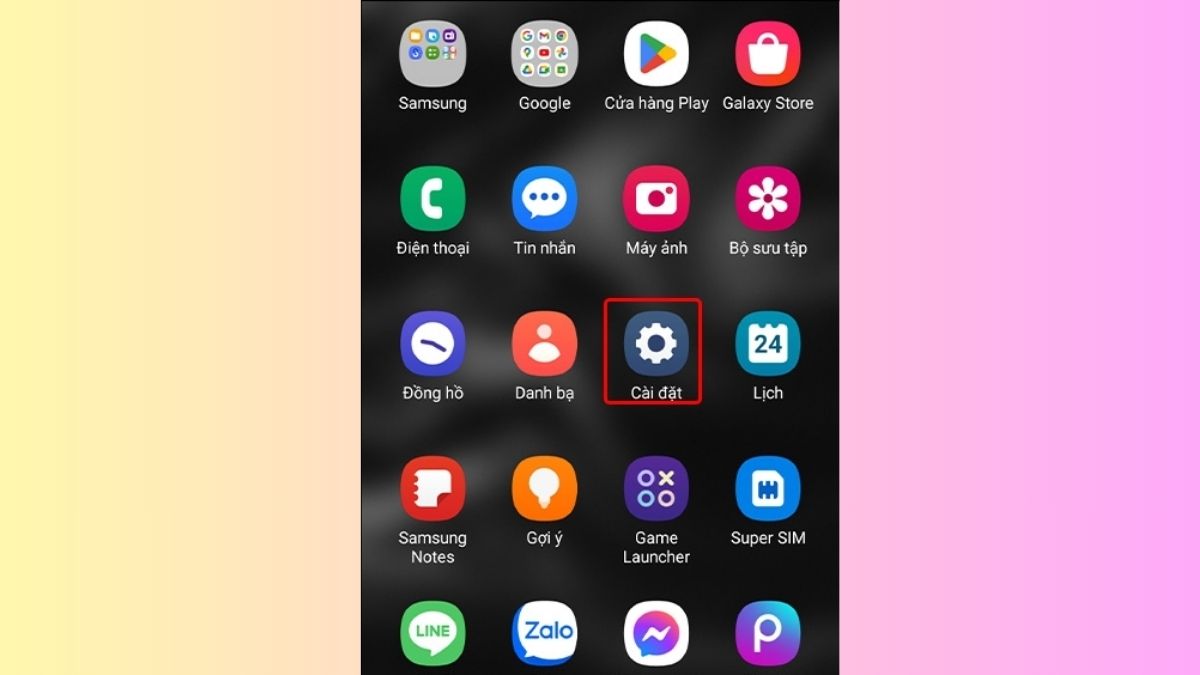 Mở Cài đặt trên điện thoại Samsung