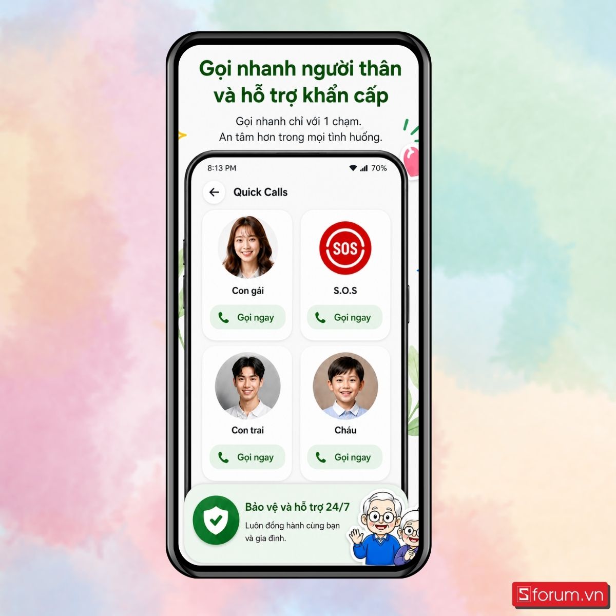 Bước 4: Thêm người thân vào mục gọi nhanh.