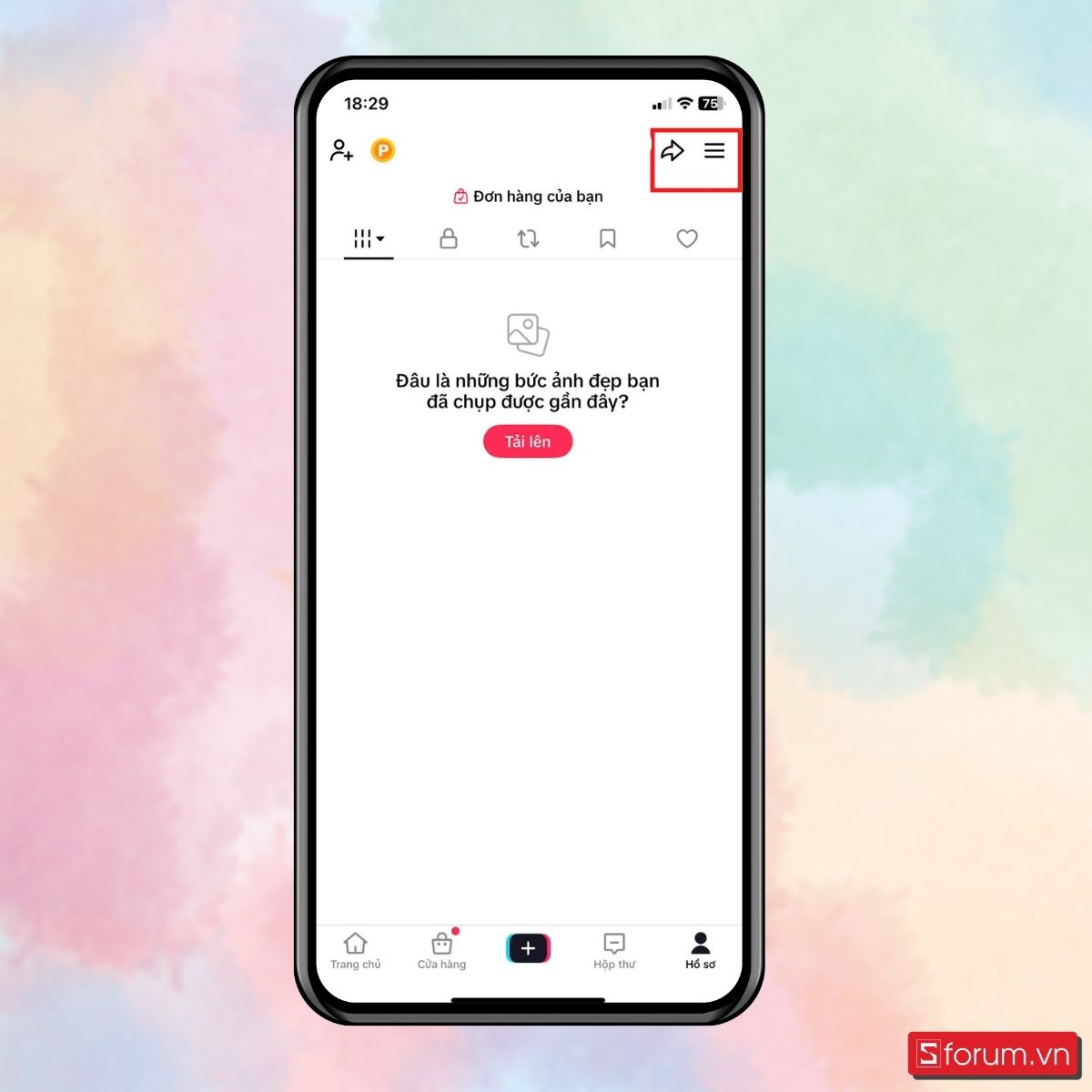 Bước 1: Mở TikTok và truy cập hồ sơ trang cá nhân.