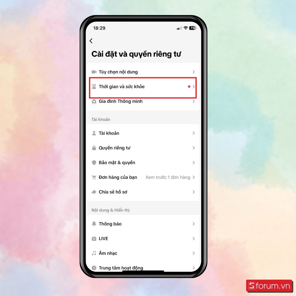 Bước 3: Chọn Thời gian và sức khỏe.