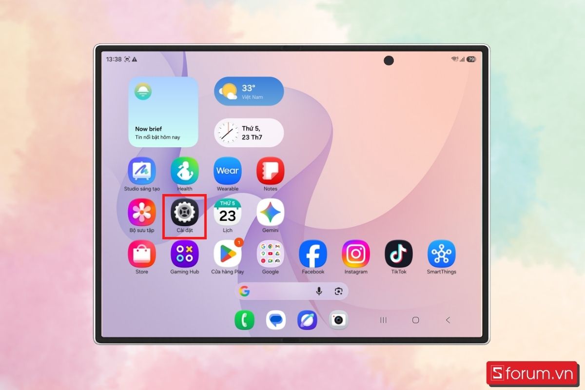Bước 1: Mở Cài đặt trên Galaxy Z Fold 8.