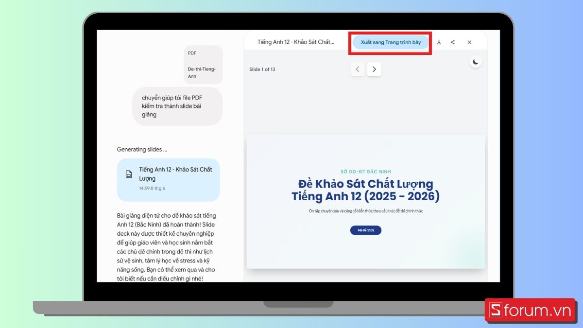 Bước 6: Xuất nội dung