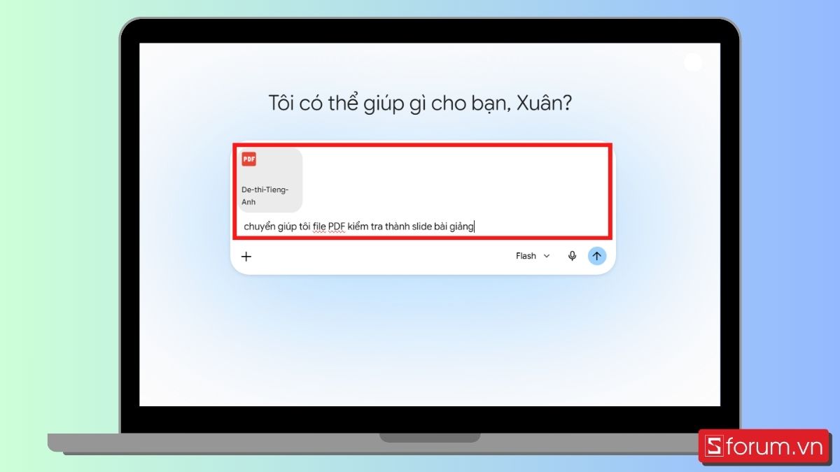 Bước 4: Nhập Prompt yêu cầu chuyển PDF thành slide.