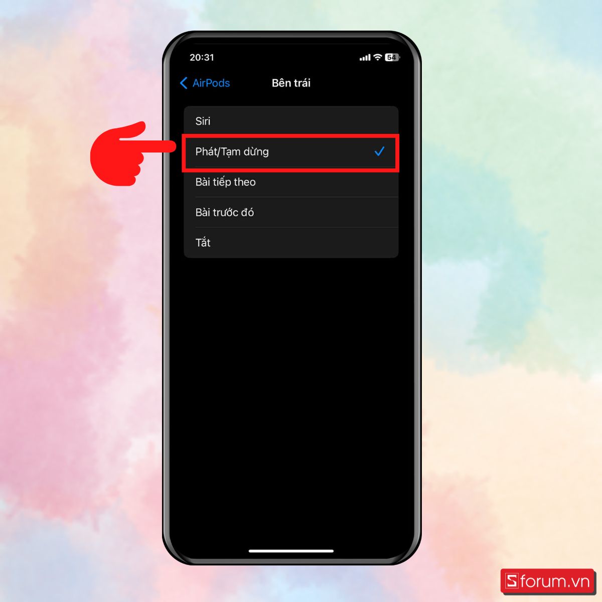 Thiết lập cài đặt điều khiển cuộc gọi - Chọn Phát/tạm dừng để điều khiển cuộc gọi