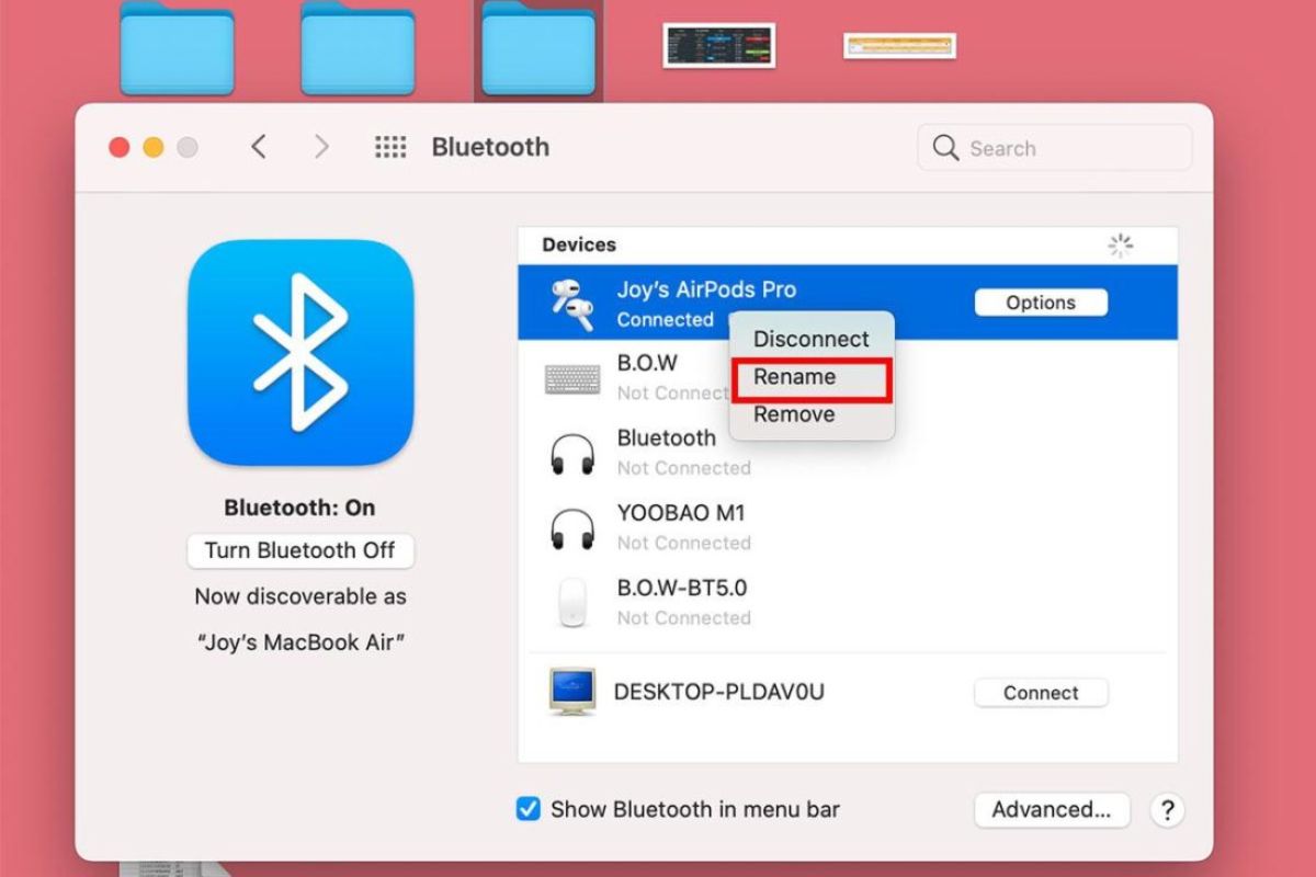 Cách đổi tên tai nghe AirPods trên MacBook - Kết nối AirPods và mở tuỳ chọn đổi tên