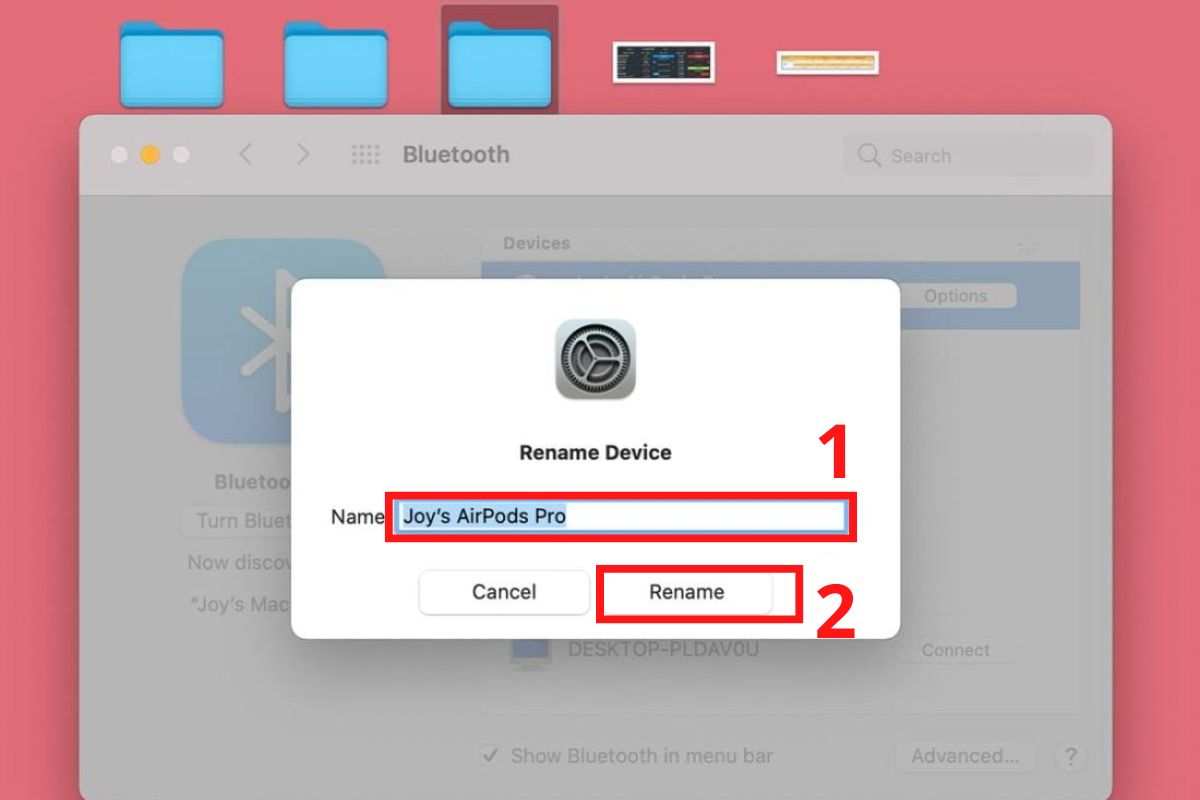 Cách đổi tên tai nghe AirPods trên MacBook - Nhập tên mới cho AirPods