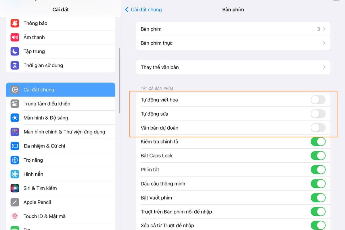 Cài đặt bàn phím sau khi kết nối