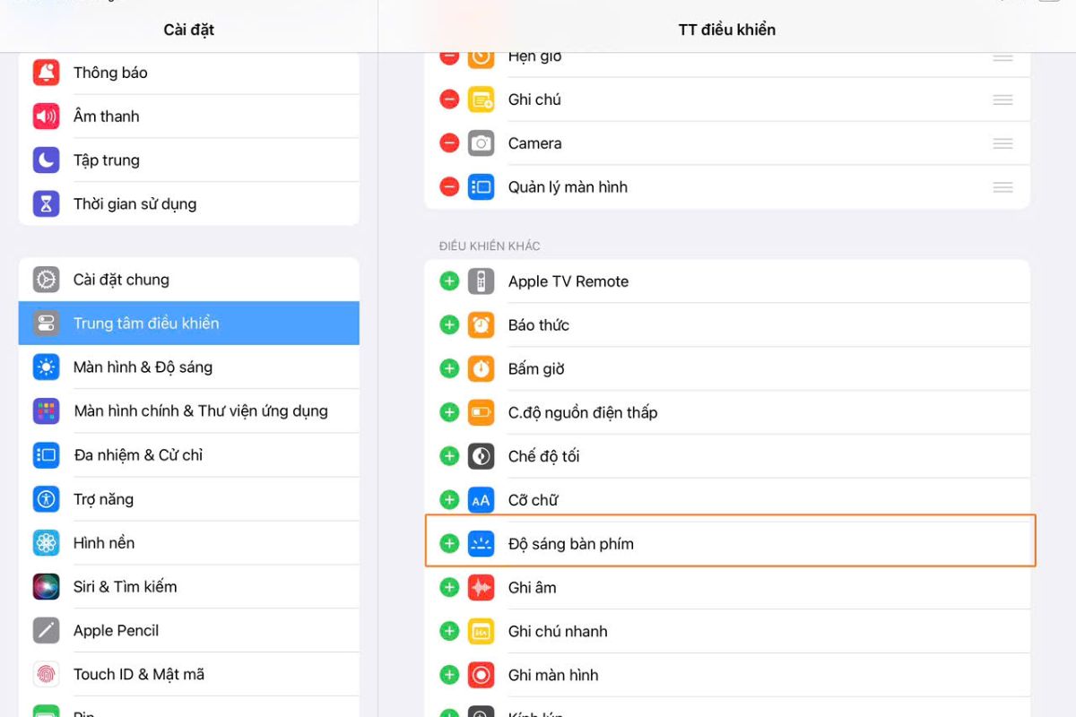 Điều chỉnh đèn nền bàn phím Magic Keyboard trên iPad