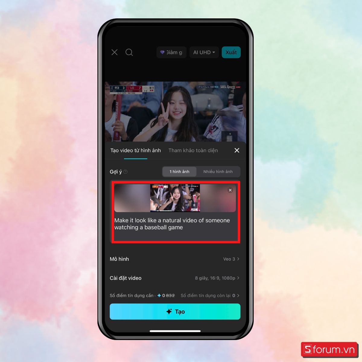 Cách làm video trend xem bóng chày Hàn Quốc bằng Capcut-5