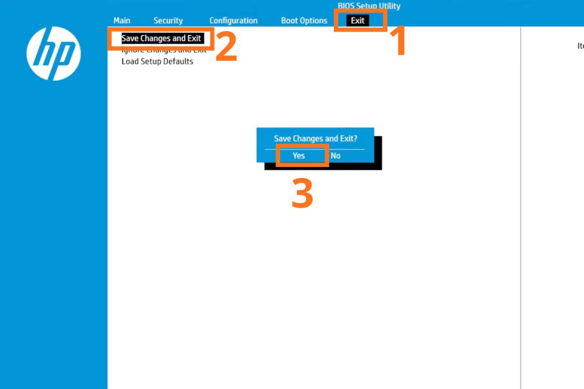 Tắt phím Fn trong BIOS - Vào mục Exit, chọn Save Changes and Exit và nhấn Yes để lưu thay đổi