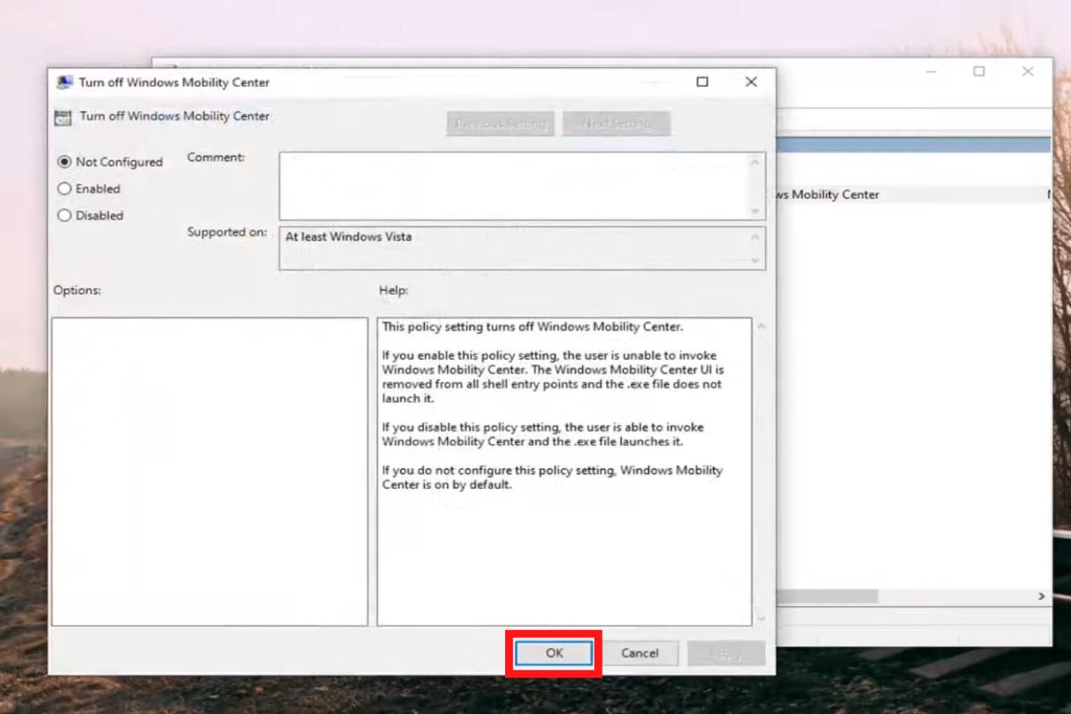 Tắt phím Fn bằng Windows Mobility Center - Bấm OK để hoàn tất