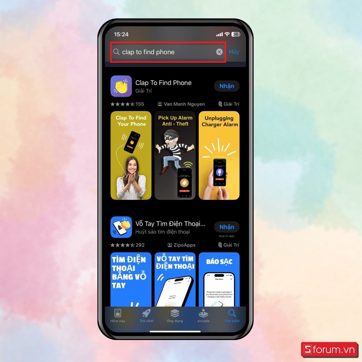 Bước 1: Mở App Store, tìm kiếm Clap To Find Phone.