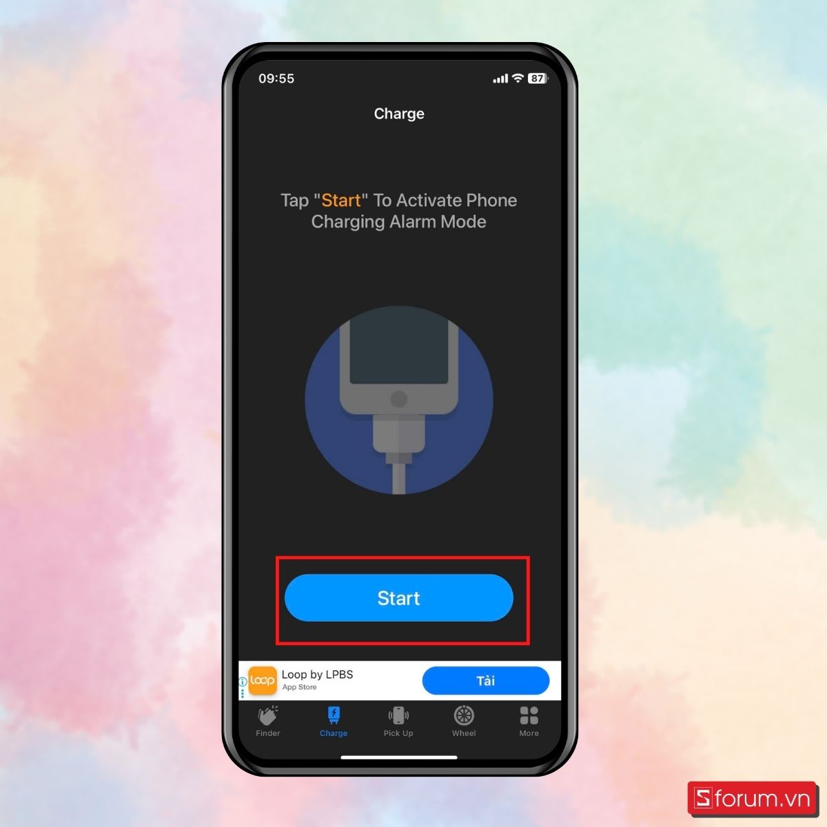 Bước 2: Charge – Cảnh báo khi cắm hoặc rút sạc