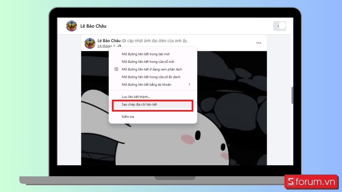 Bước 2: Sao chép liên kết Facebook người chặn bạn.