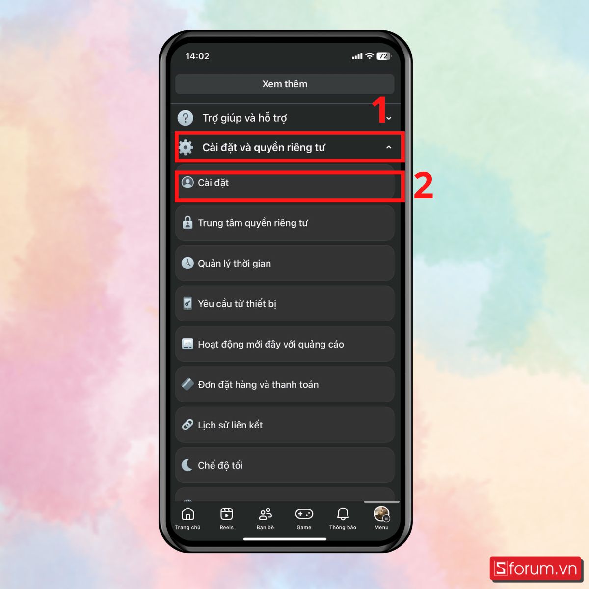 Bước 2: Truy cập mục cài đặt chặn.