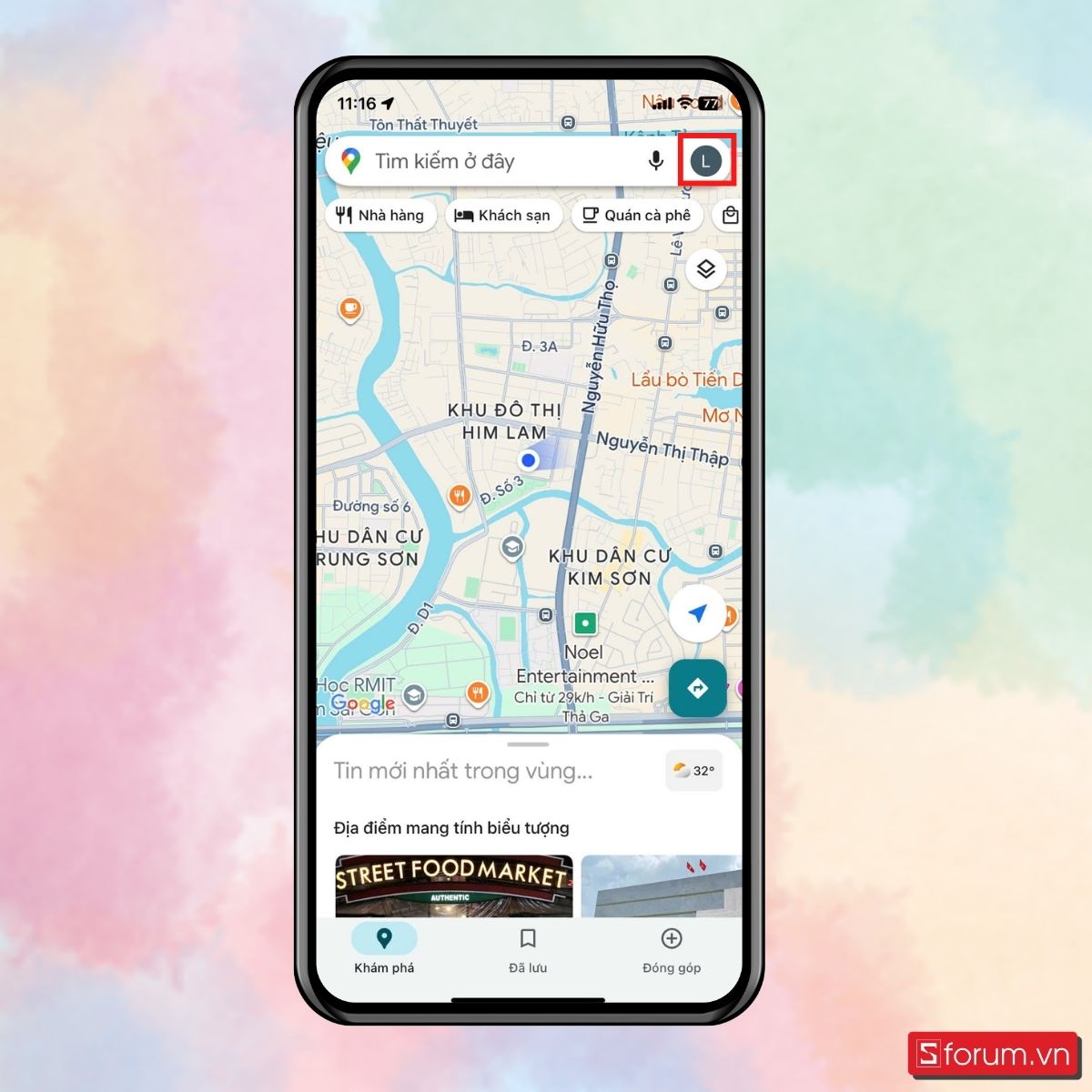 Bước 1: Mở Google Maps, chọn biểu tượng tài khoản của bạn.