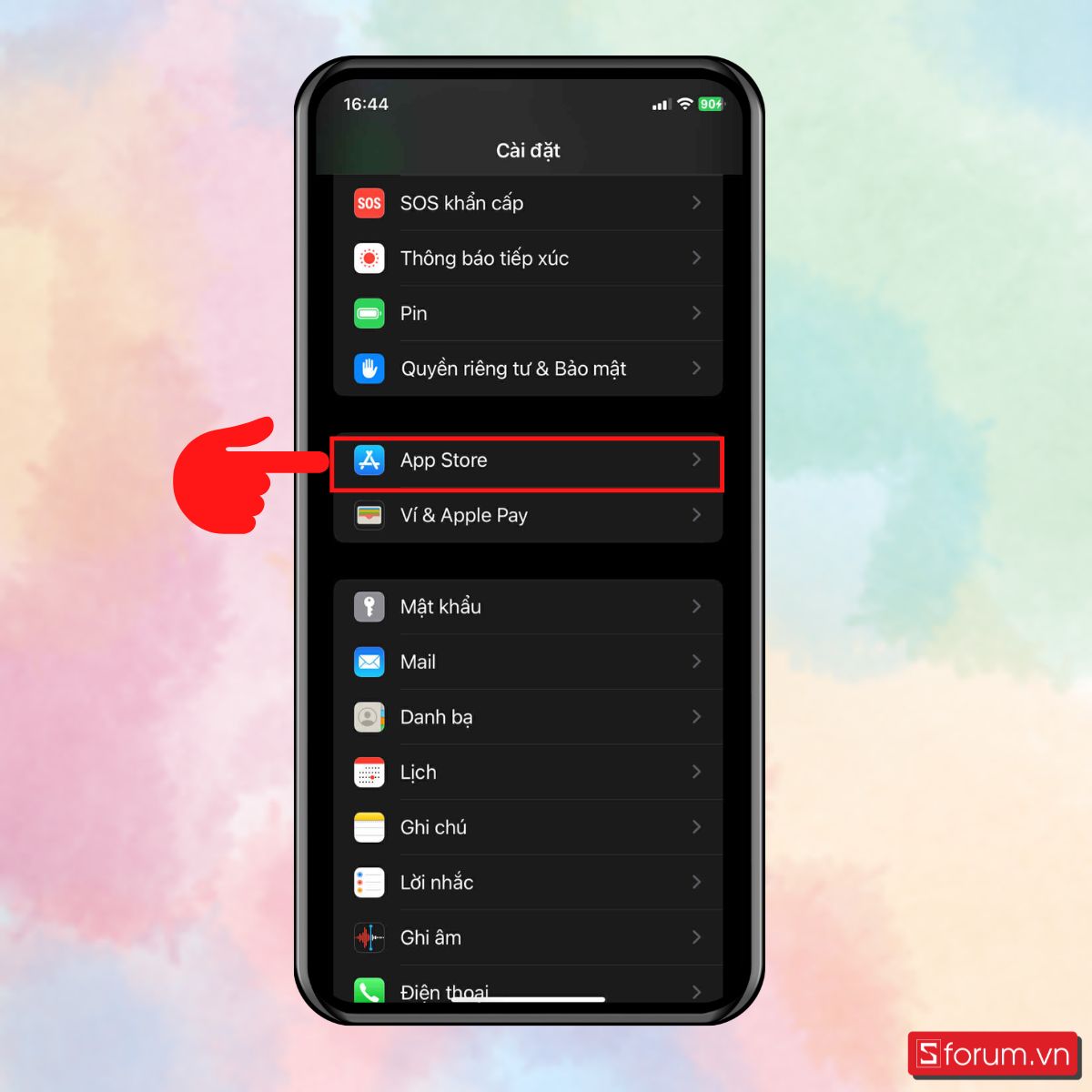 Mở Cài đặt và chọn App Store