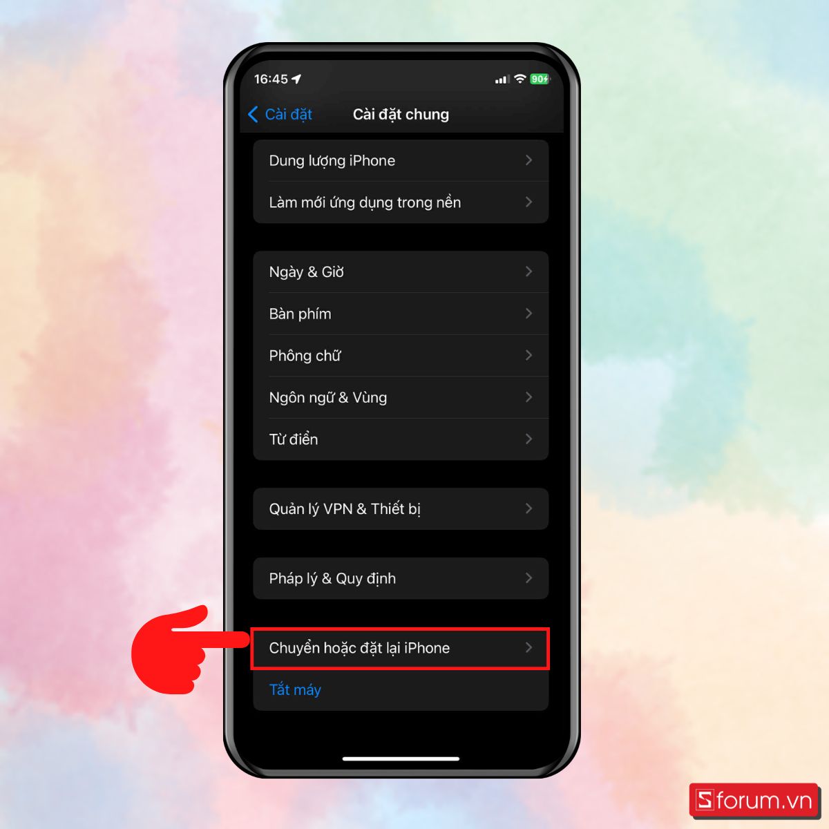 Chọn Chuyển hoặc đặt lại iPhone
