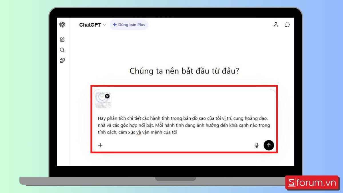 Bước 2: Cung cấp hình ảnh biểu đồ sao, nhập Prompt câu lệnh để xem phân tích tính cách, cảm xúc.