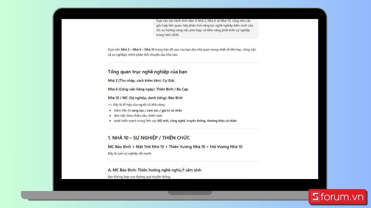 Bước 3: Xem phân tích sự nghiệp, năng lực bẩm sinh và cơ hội phát triển.